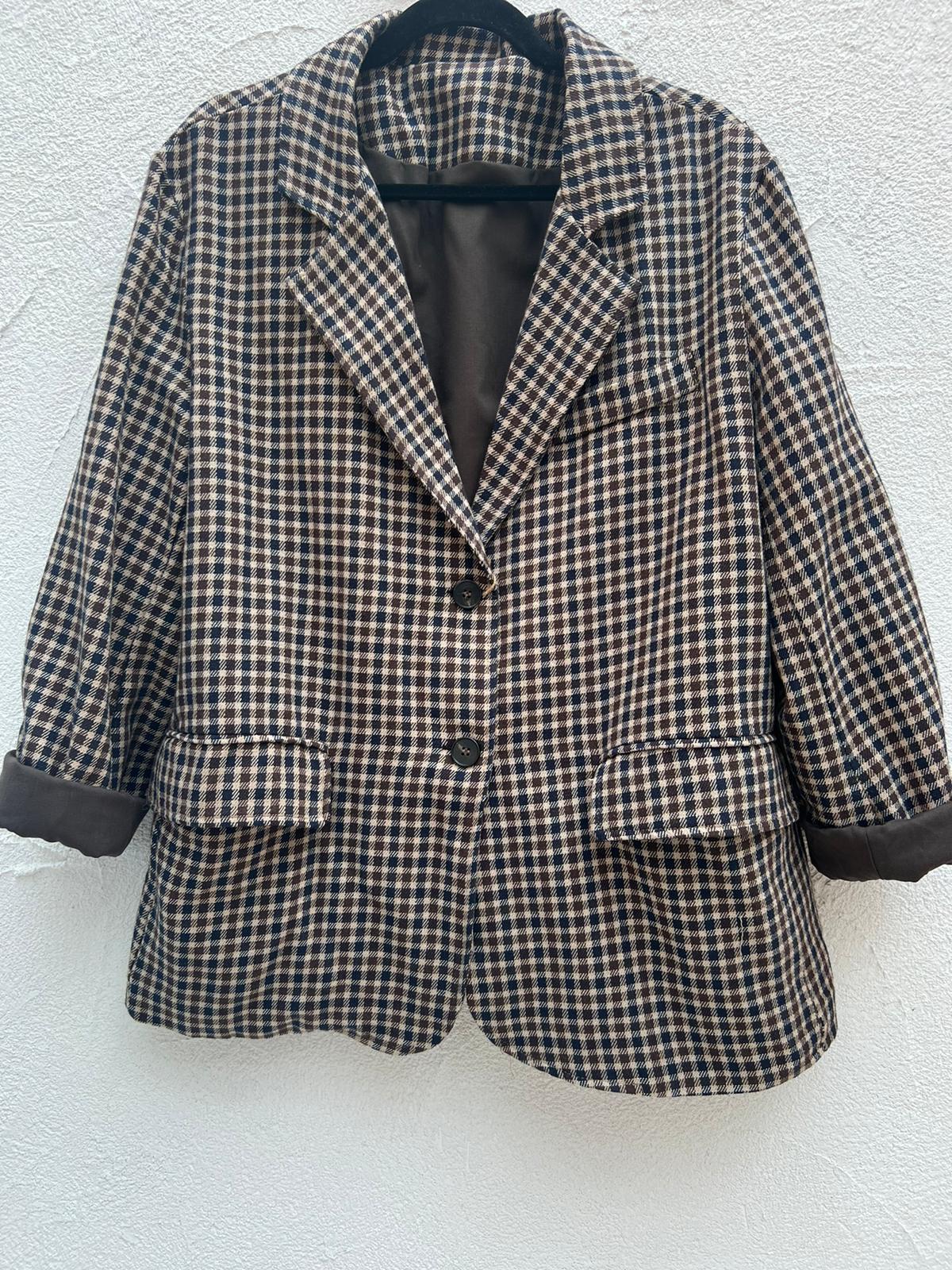 VESTE GILET - BLUE & BROWN - 200092A-30045