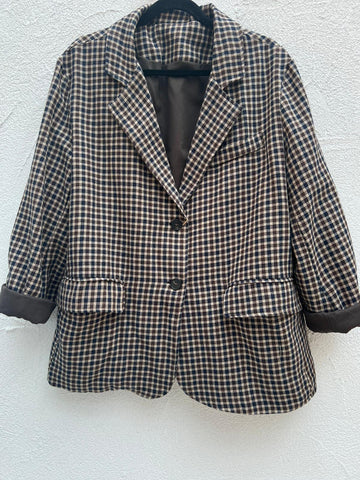 VESTE GILET - BLUE & BROWN - 200092A-30045