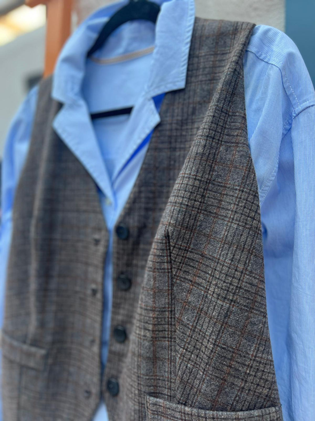 GILET - BROWN & DARK GRAY - 9020