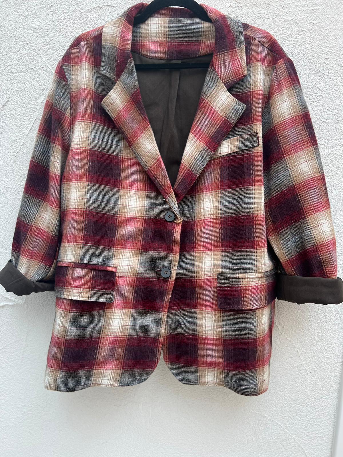 VESTE GILET - MAROON & GRAY - 200092A-SFUM