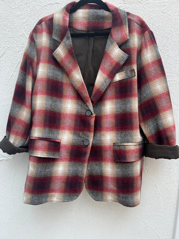 VESTE GILET - MAROON & GRAY - 200092A-SFUM