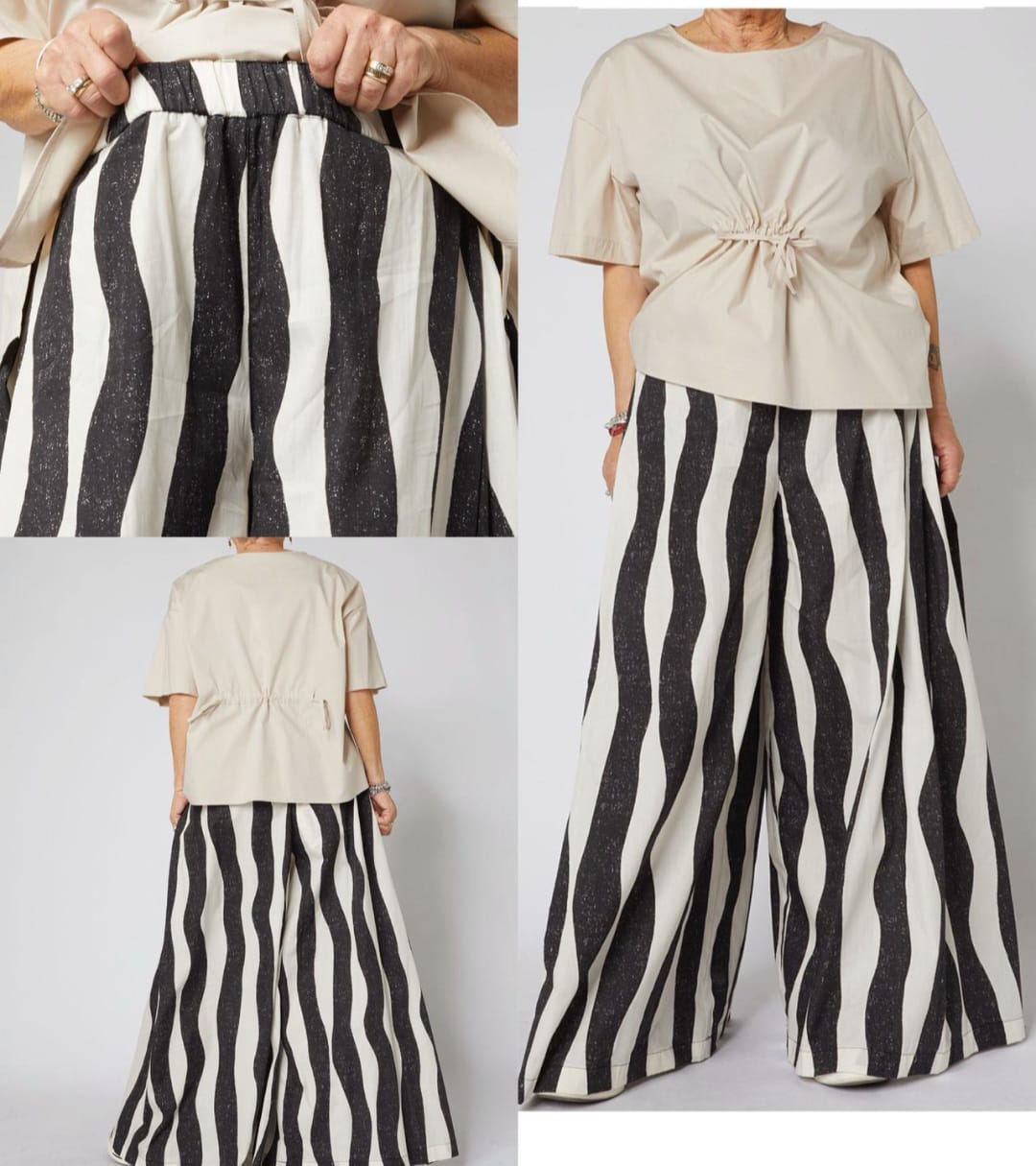 WOMAN TROUSERS - BLACK & OFF WHITE - 826031