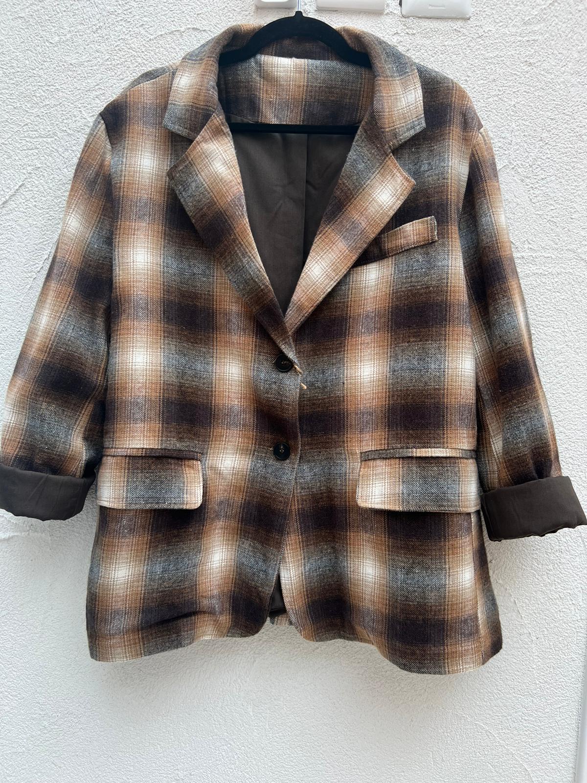 VESTE GILET - BROWN & GRAY - 200092A-SFUM