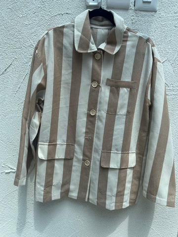 GIACCA A RIGHE - BEIGE - MD7473