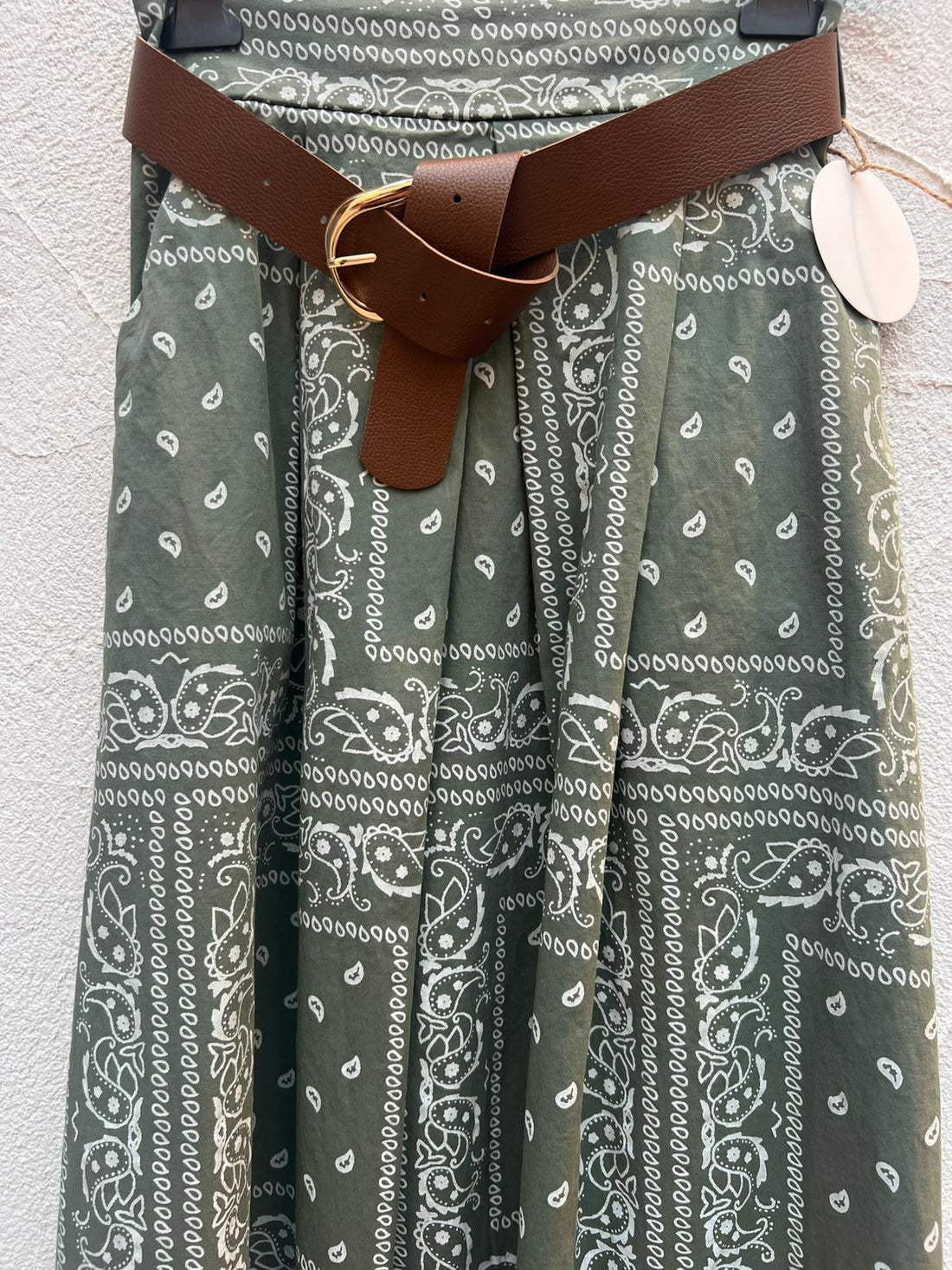 JUPE/SKIRT - WHITE & OLIVE GREEN - 52123LEVST