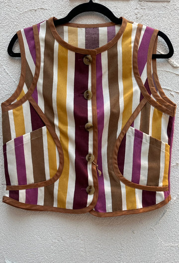 VESTE GILET - WHITE, PURPLE & YELLOW - 5000220A