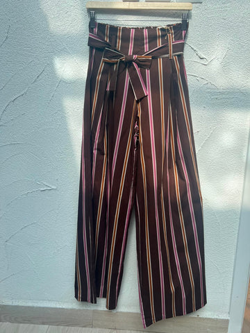 WOMEN'S PANTS - DARK BROWN & PINK - 6512-C12