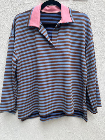 TEE.SHIRT - BLUE & BROWN - 83002