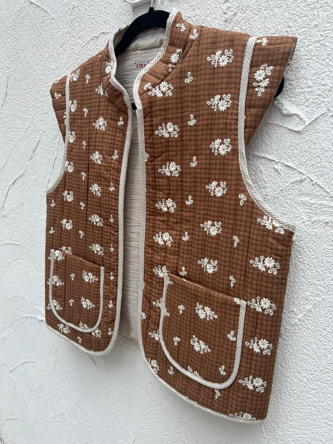 VESTE GILET - BROWN & WHITE - wm 2709