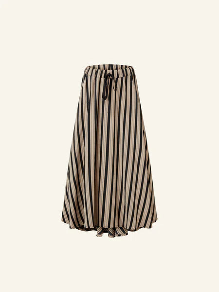 STRIPED VISCOSE BLEND LONG SKIRT - BLACK / BEIGE - 791537