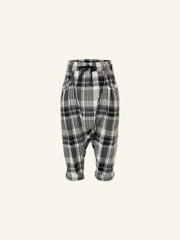 LOW CROTCH TROUSERS IN B/W TARTAN FABRIC - 791545