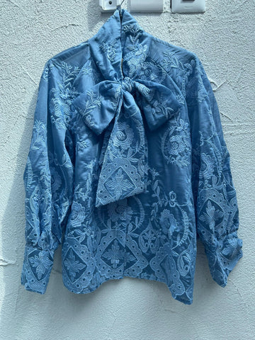 WOMEN'S SHIRT - BLUE - H4257-Q75