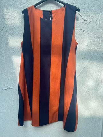 WOMEN'S DRESS - NAVY BLUE & ORANGE - H2921-C12