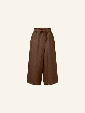 HIGH QUALITY SOFT LINEN PANTS - TOBACCO - 800034