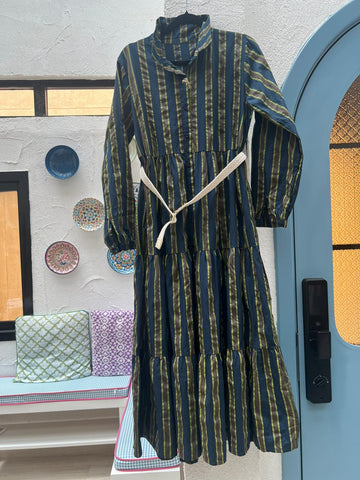 WOMEN'S DRESS - NAVY BLUE & GREEN - A2765-C21