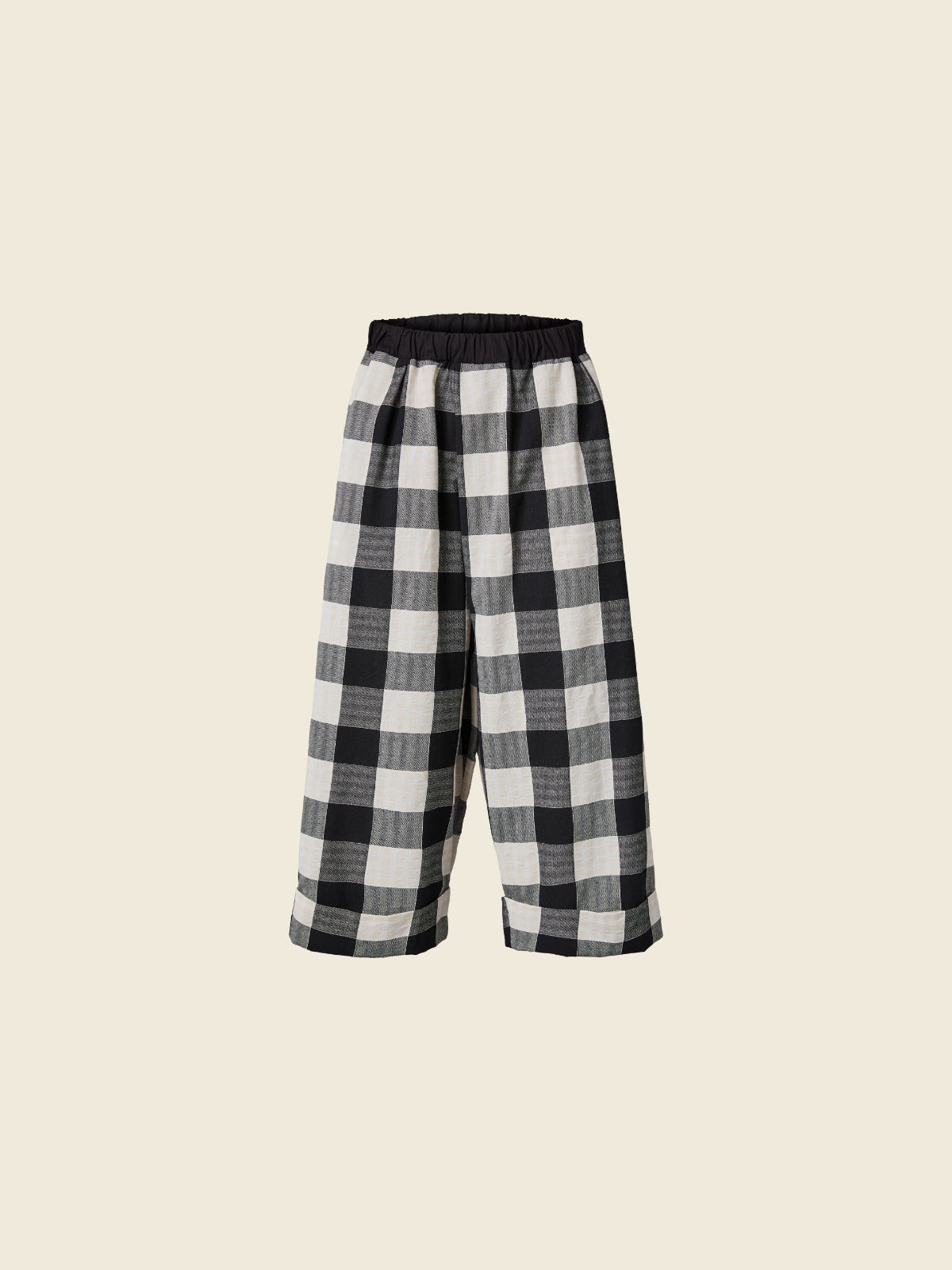 B/W CHECKED CULOTTE PANTS - 824016 - BLACK