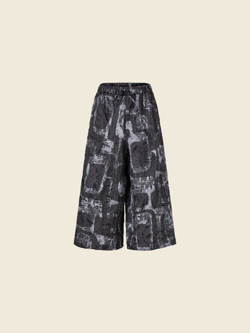 WIDE PANTS WITH GRAY ABSTRACT PATTERN-Gray 824033