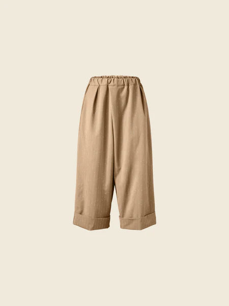 CULOTTE PANTS WITH TURN-UP HEM-Beige 824066