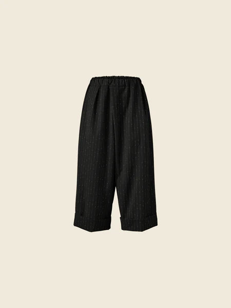 CULOTTE PANTS WITH TURN-UP HEM-Black 824066
