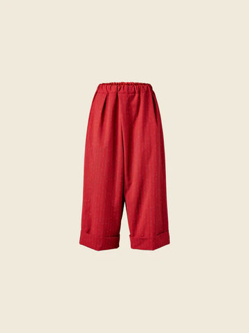 CULOTTE PANTS WITH TURN-UP HEM-Red 824066