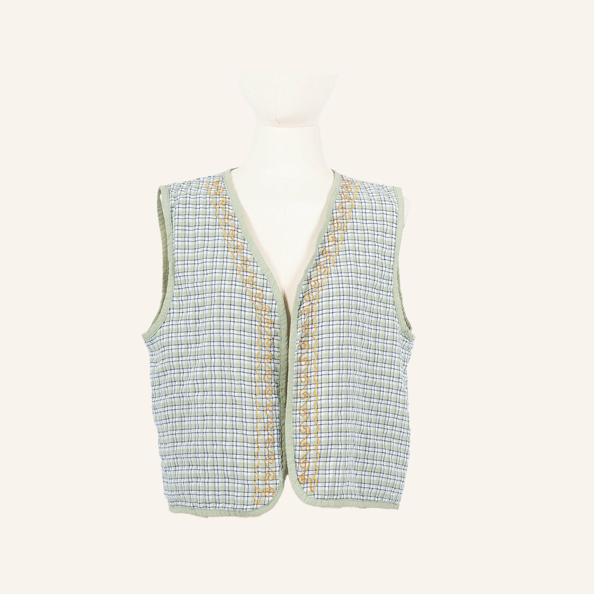 VESTE GILET - OLIVE GREEN & GOLD - 5000131AFIL