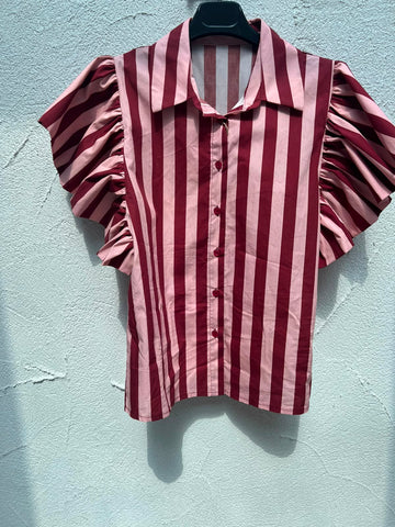 WOMEN'S SHIRT - MAROON & PINK - H4970-C12