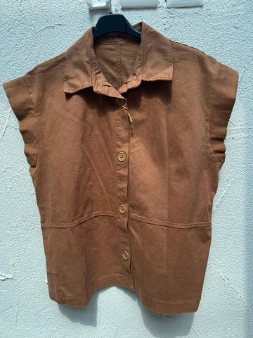 SLEEVELESS JACKET - BROWN - 80789
