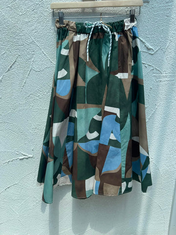 JUPE/SKIRT - WHITE, BLUE & OLIVE GREEN - 7036
