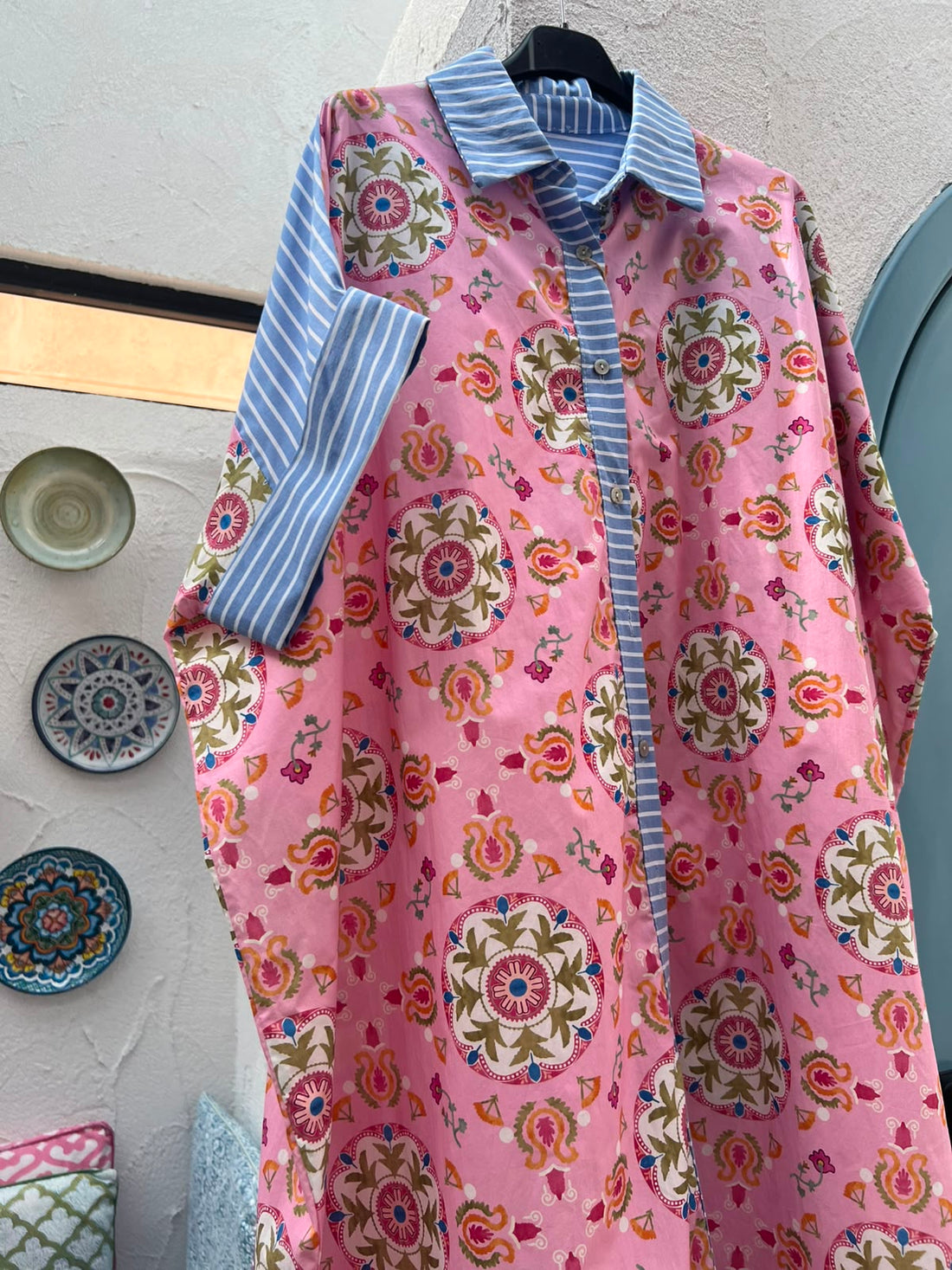DRESS - PINK & SKY BLUE - 20763