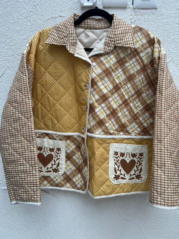 VESTE GILET - YELLOW, WHITE & BROWN- 11950