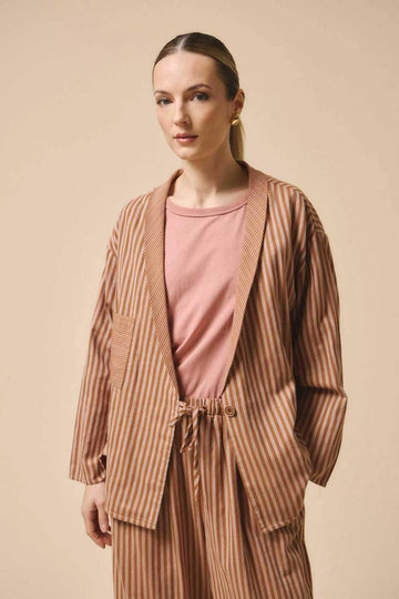 VESTE GILET - BEIGE & BROWN - MD7438