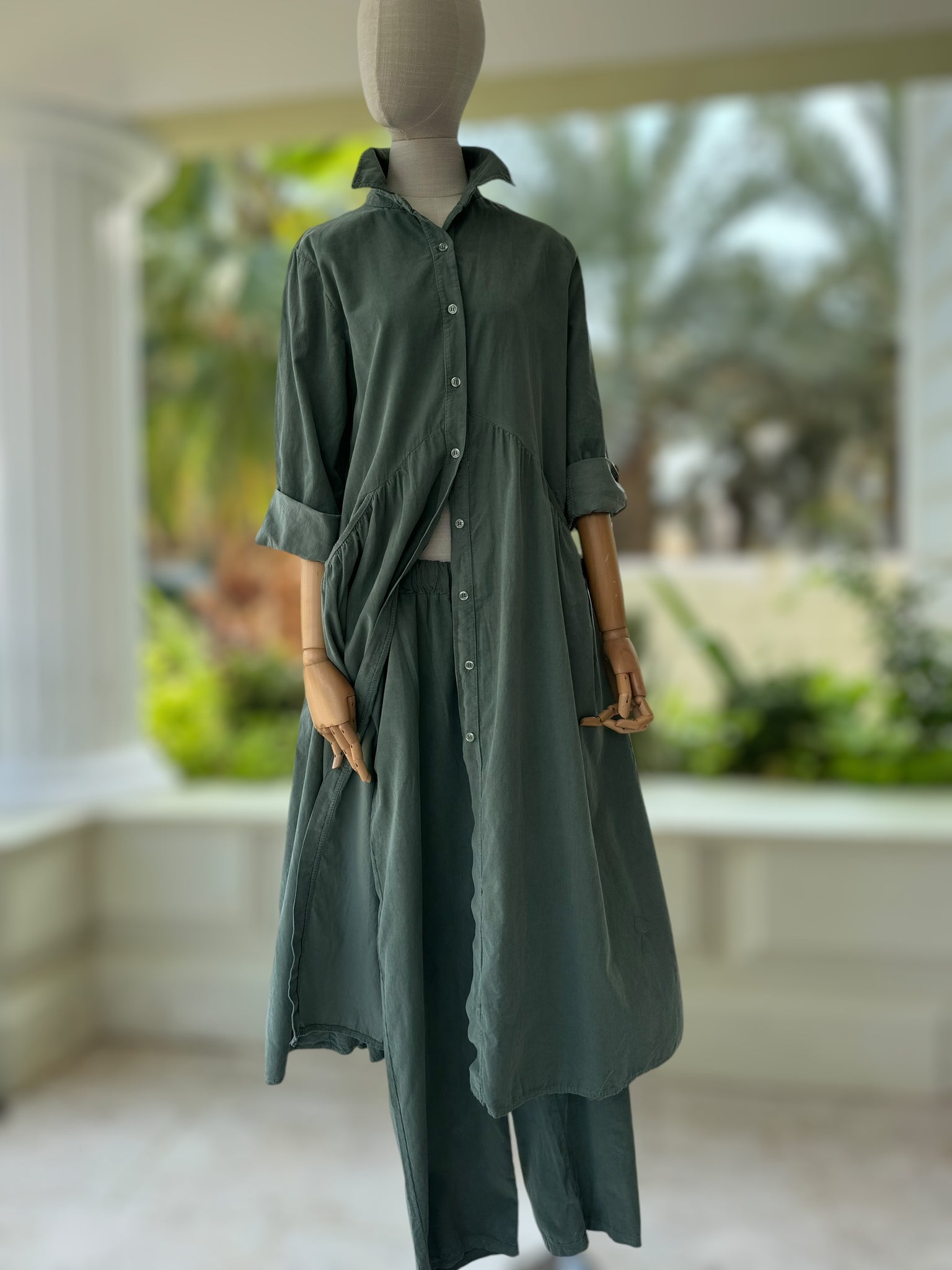 VELVET LONG DRESS OLIVE GREEN 62 21153