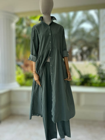 VELVET LONG DRESS OLIVE GREEN 62 21153