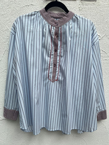 CHEMISE/TUNIQUE - BLUE & BURGUNDY - 1100811-RAG