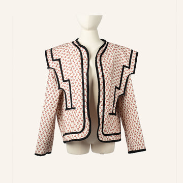 VESTE GILET - OFF WHITE, PINK & BLACK - 32036-21