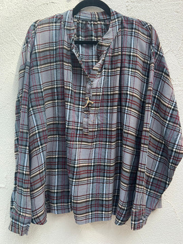 CHEMISE/TUNIQUE - LIGHT BLUE & MAROON - m19567-572