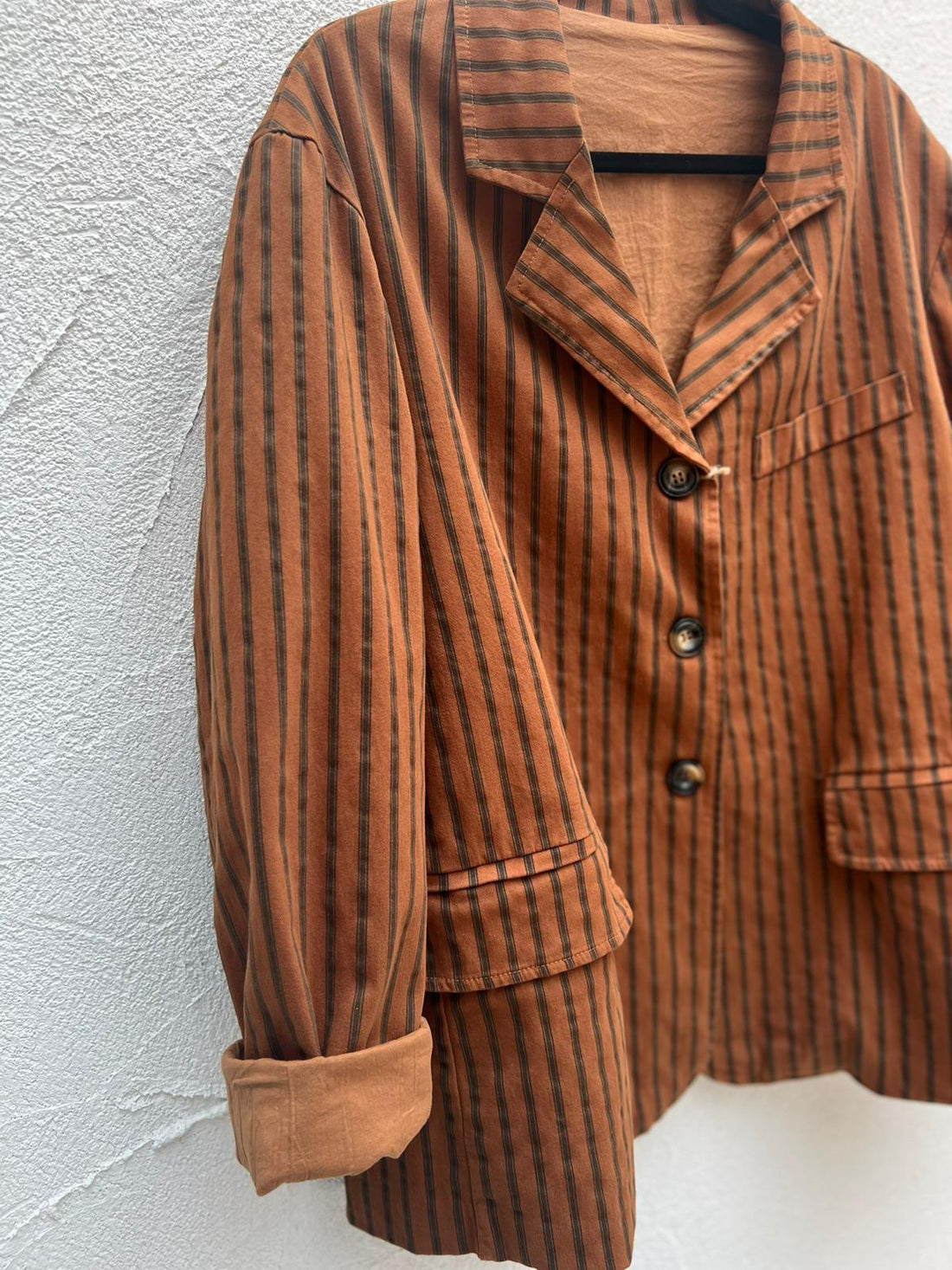 VESTE GILET - NAVY BLUE & BROWN - 66625GA2