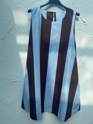WOMEN'S DRESS - SKY BLUE & BROWN - H2921-C12