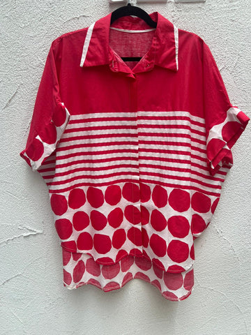 WOMEN'S SWEATER - RED & WHITE - A6309-C21