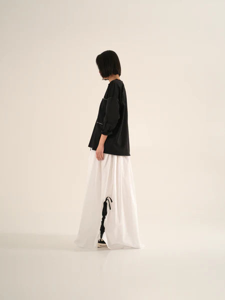 LONG SKIRT WITH CONTRAST DRAWSTRING ON THE SIDE - 800043