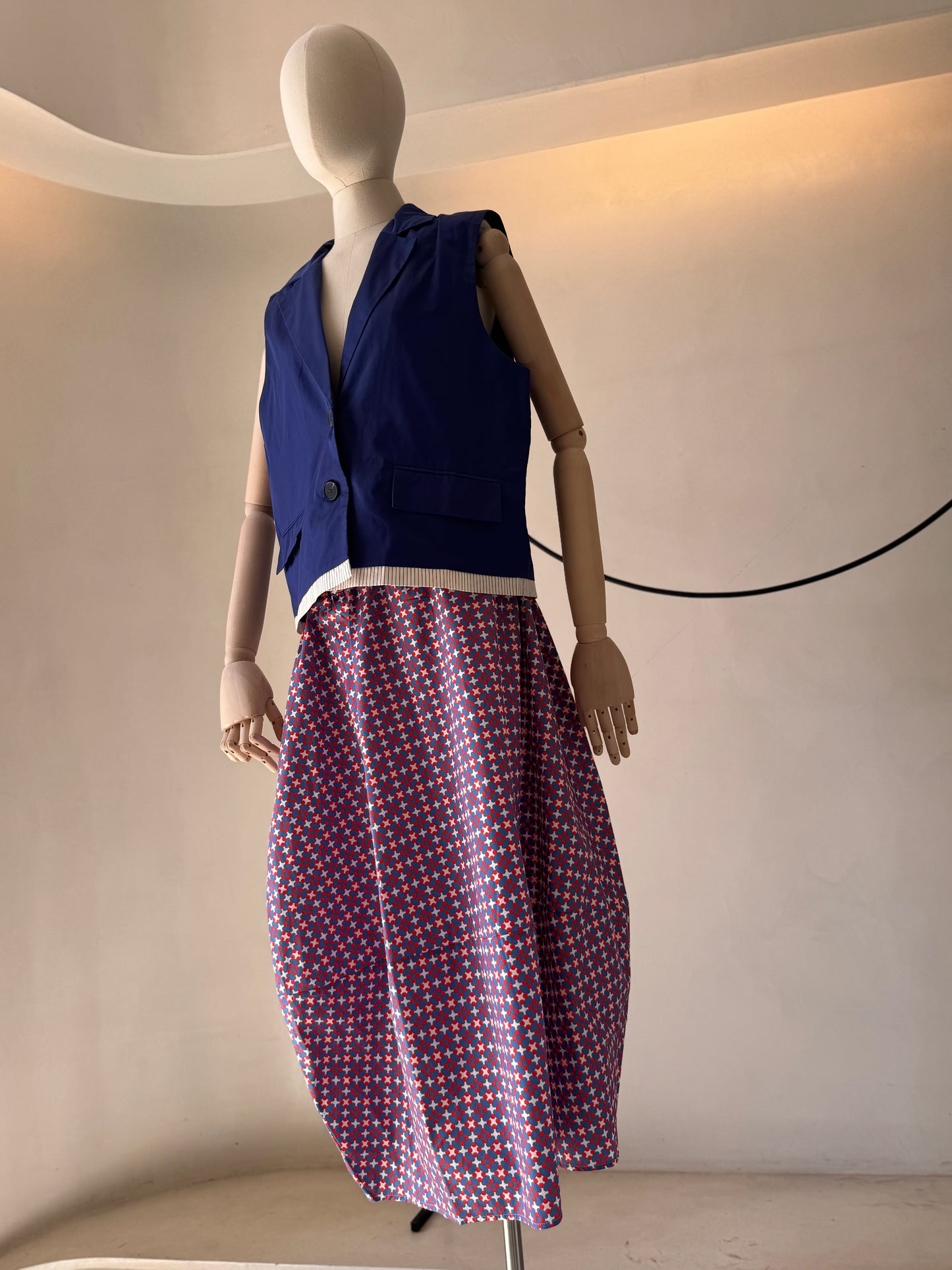 Anfora Skirt Vichy- G/Light Blue