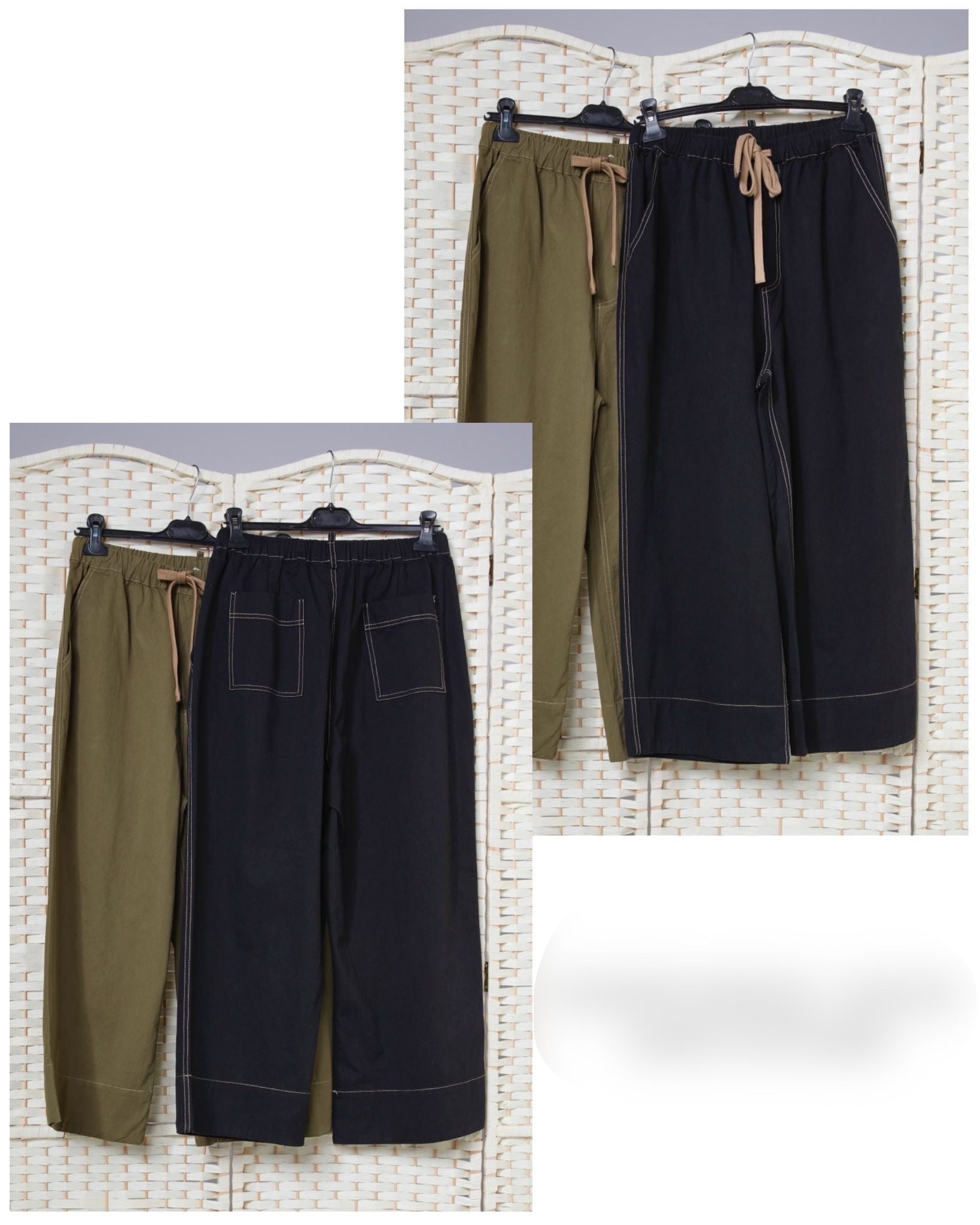 Cotton Trousers With Contrasting Seams