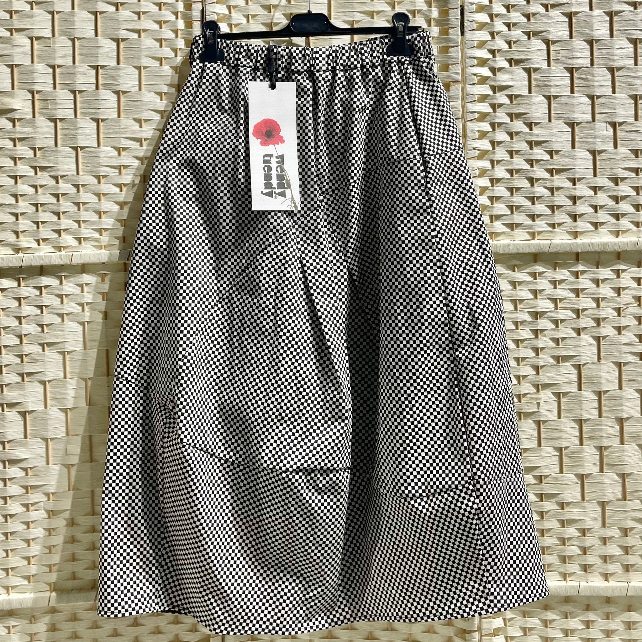 CHECKERED WOMEN SKIRT BLACK  - 791407