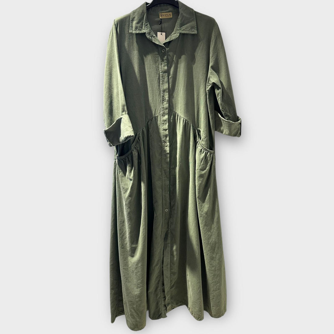 VELVET LONG DRESS OLIVE GREEN 62 21153