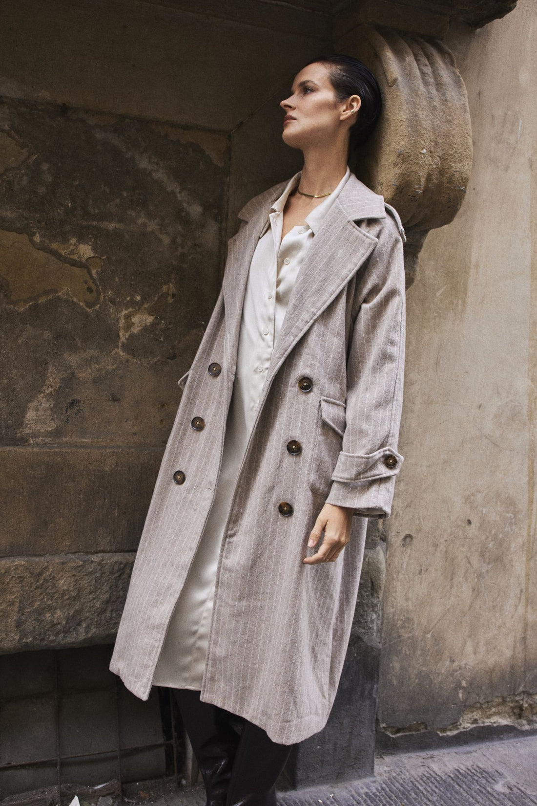 GRAY LONG COAT - 40