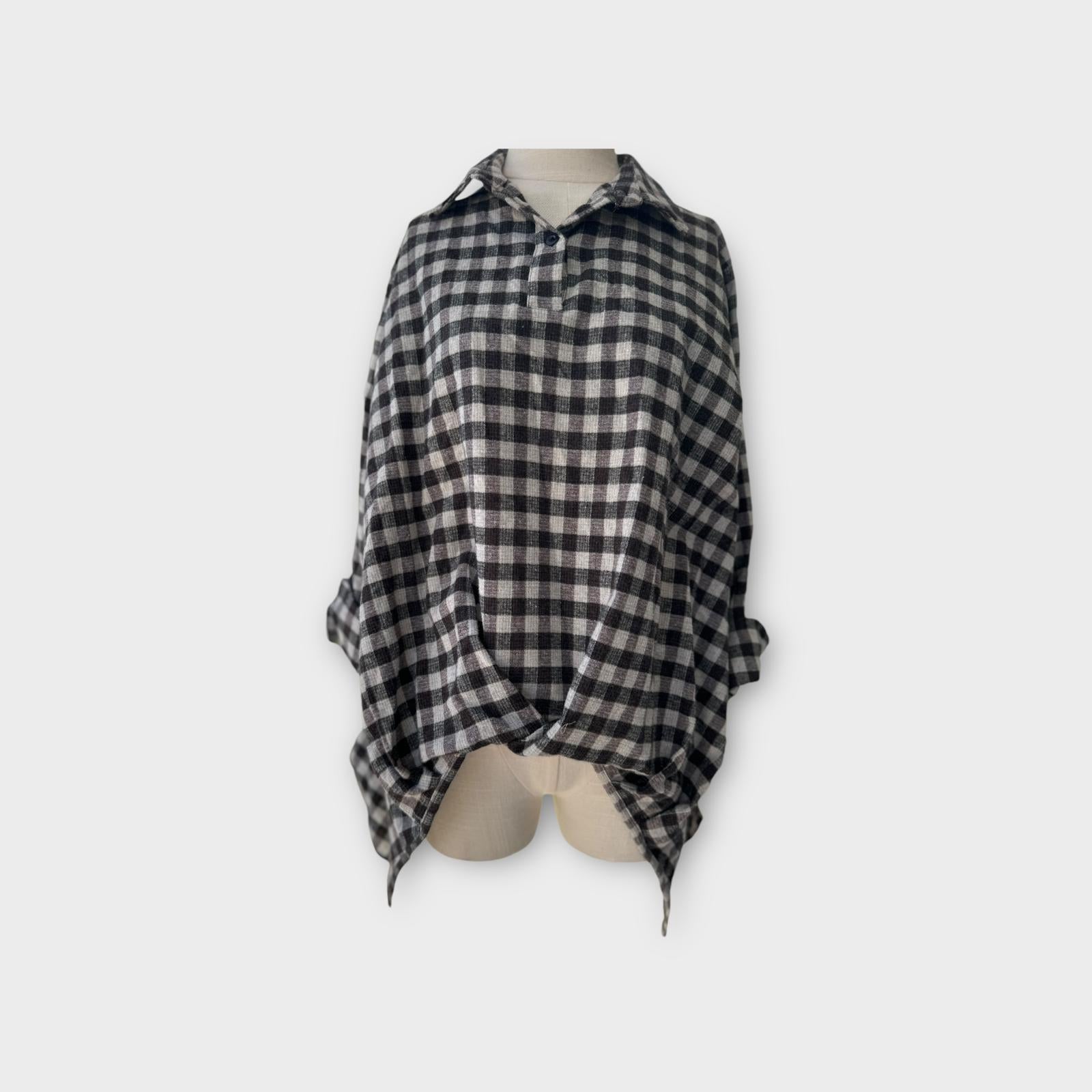 WOMEN BLOUSE BLACK & WHITE CHECKERED - 224310