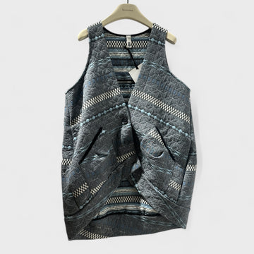 WOMEN GILET GRAY WITH LIGHT BLUE PATTERN - 124243