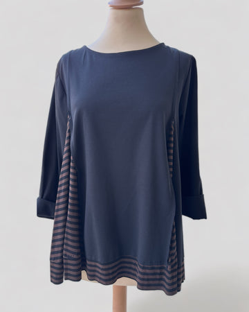 T-SHIRT WITH STRIPED VISCOSE INSERTS - 223695