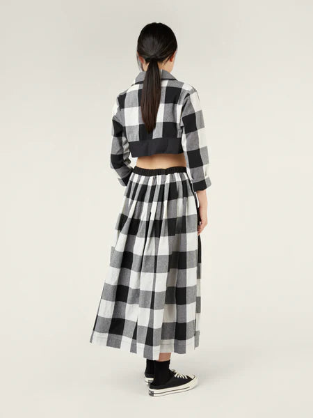 B/W CHECK SKIRT WITH BIG POCKETS - BLACK AND WHITE - 792026