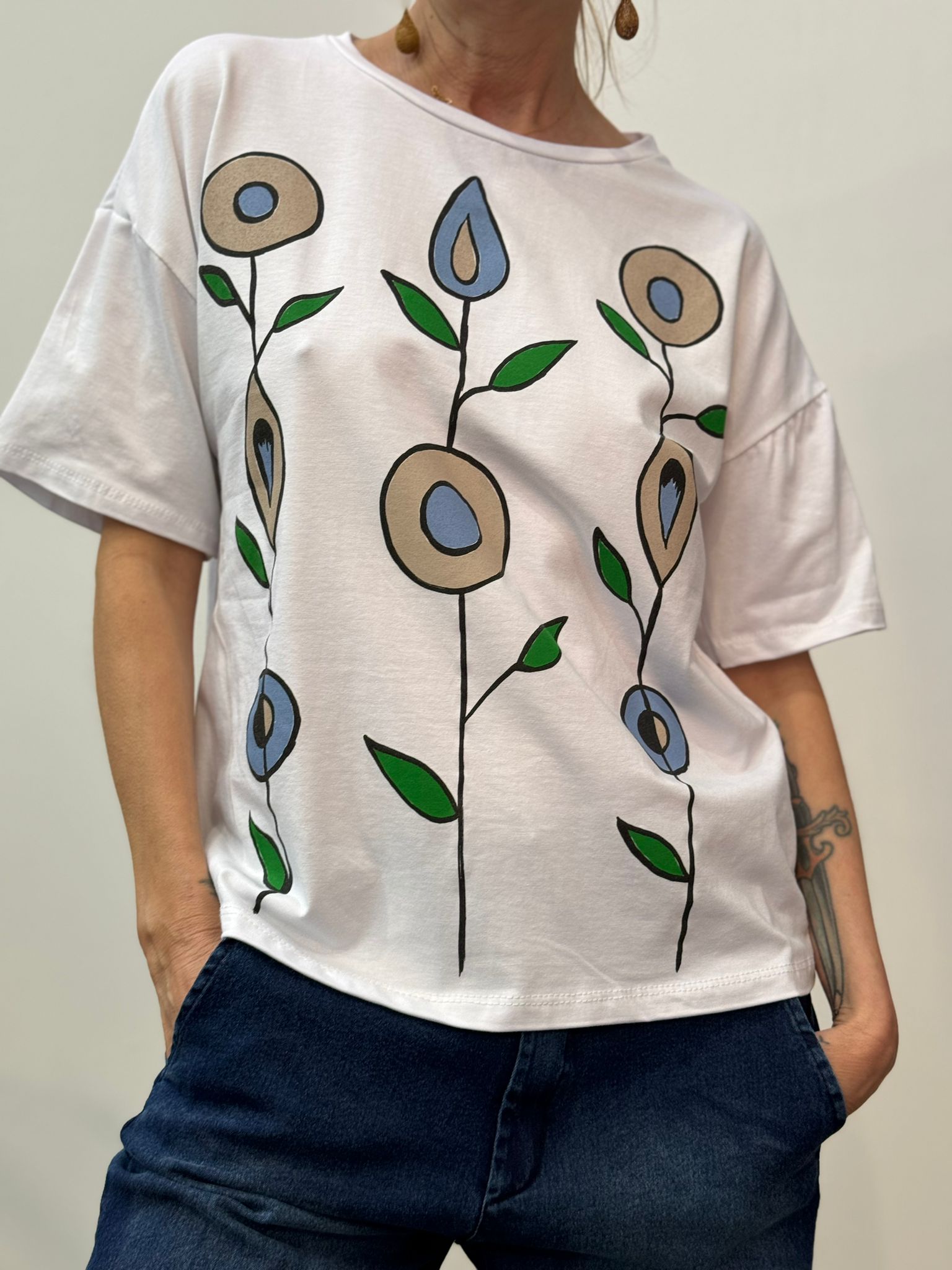 Copy of FLOWER T-SHIRT GREEN- 44C3-D1023